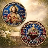  Pamětní mince Nejsvětějšího srdce Ježíšova na počest oddanosti a víry, inspirativní křesťanská sběratelská medaile, náboženský dárek k modlitbě a zbožnému zamyšlení