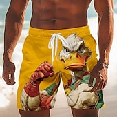  Bărbați Amuzant Rață animale de desene animate Boxeri înot Costume de baie Pantaloni scurți de baie Pantaloni Scurti Talie medie Hawaiană Vacanta la plaja Buzunare laterale Căptușeală din plasă Talie