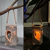 cheap Pathway Lights &amp; Lanterns-Outdoor Solar Waterproof Resin Animal Tree Stump Hanging Lanterns – Owl, Fox, Squirrel, Tree Hole, Santa Claus Decorative LED Lights for Garden, Yard, Lawn, Pathway, Patio – Ambient Landscape Lighting