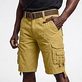 cheap Classic-Men's Cargo Shorts Hiking Shorts Leg Drawstring Wearable Elastic Cuff Plain Solid Comfort Knee Length Casual Daily Outdoor Vacation Fashion Navy Blue Red Micro-elastic