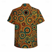 preiswerte Oberteile-Retro Vintage Hippie 1970er Hemd Kurze Ärmel Hippie Geometrisch Retro Kreis Kostüm Herren Musikfestival Party Alltagskleidung Erwachsene Hemd Frühling &amp; Sommer