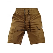 cheap Classic-Men's Tactical Cargo Cargo Shorts Shorts Casual Shorts Drawstring Pocket Elastic Waist Plain Comfort Breathable Knee Length Casual Daily Outdoor Vacation Fashion Blue Black Micro-elastic