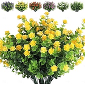 billiga Artificiell Blomma-6 buntar konstgjorda blommor utomhus falska blommor för dekoration UV-resistenta, bleknar inte, konstgjorda plastväxter, trädgårdsveranda, fönsterlåda, dekor