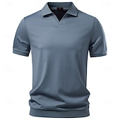 ieftine Polo clasic pentru bărbați-Bărbați Polo Tricouri polo Casual Stradă Rever Manșon scurt De Bază Modern Simplu Ușor Nasturi Vară Primăvară Fit regulat Albastru piscină Negru Alb Maro Bej Polo