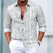 abordables Camisas con botones para hombre-Hombre Camisa para Vestido A Rayas Casual Diario Negro Blanco Rojo Verde Trébol Manga Larga Cuello Vuelto Verano Primavera Ropa