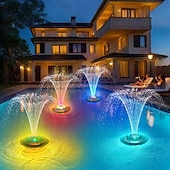 Недорогие Подводное освещение-Перезаряжаемый фонтан для бассейна с подсветкой, плавающий фонтан для надземного бассейна, насос для фонтана с якорем, модернизированный плавающий насос для фонтана в бассейне или пруду.