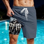 economico Retro Vintage &amp; Etica-Per uomo Teschio La Morte Scheletro Pantaloncini foderati Pantaloncini da bagno 2 in 1 Costumi da bagno Pantaloncini da bagno Misura del girovita medio Stile gotico oscuro Casuale Vacanza al Mare