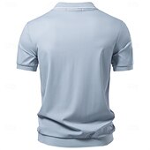 abordables Polo classique pour homme-Homme Polo Chemise de golf Occasionnel Rue Revers Manche Courte Basique Moderne Uni Poids Léger Boutons Été Printemps Coupe régulière bleu marine Kaki Gris Bleu clair Polo
