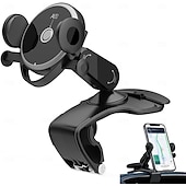 abordables Servicio de Vehículo-Soporte universal de 360° para teléfono móvil en el salpicadero de tu coche, con clip de resorte, brazo ajustable con abrazadera para teléfono móvil, soporte para smartphones de 4 a 7 pulgadas, sin