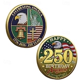 abordables 250 Aniversario de los EE. UU.-Moneda conmemorativa del 250 aniversario de EE. UU., moneda coleccionable patriótica, águila &amp;libertad &amp;Diseño de bandera, moneda conmemorativa, metal duradero, recuerdo histórico para exhibición