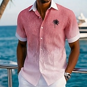 abordables Plantes tropicales-Homme Cocotier Dégradé de Couleur Plantes Tropicales Chemise hawaïenne Chemises tropicales Chemise Aloha Manche Courte Hawaïen Vacances à la Plage Été Printemps Col Rabattu Impression 3D Chemises