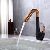 お買い得  浴室・洗面台用水栓金具-シンプルでエレガントな真鍮製洗面器用蛇口 – 温水・冷水対応、飛沫防止、回転式シンク蛇口。洗面器、カウンター下、洗面台キャビネットに使用可能。