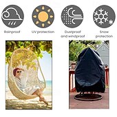 זול כיסויים לרהיטי פטיו-כיסויי כיסא פטיו עם ביצת רוכסן, כיסויי כיסא נדנדה מנצרים עם ביצת קש, כיסוי כיסא חיצוני עמיד למים ועמיד בפני מזג אוויר, כיסוי כיסא תלייה עמיד לרוח, שחור, חבילה אחת