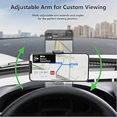 abordables Servicio de Vehículo-Soporte universal de 360° para teléfono móvil en el salpicadero de tu coche, con clip de resorte, brazo ajustable con abrazadera para teléfono móvil, soporte para smartphones de 4 a 7 pulgadas, sin