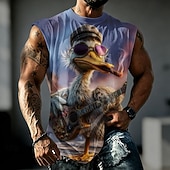  Bărbați Amuzant Rață Sub Cămașă Fără manșon Tricou Tipărire 3D Stil Nautic Cămașă Punk Hardcore Stil de strada Zilnic Stradă Albastru piscină Primavara vara Îmbrăcăminte S M L XL XXL XXXL