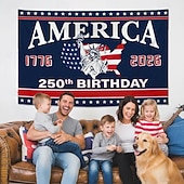 お買い得  250周年-アメリカ建国250周年記念愛国的な壁掛けタペストリー（1776-2026）、鷲、自由の鐘、自由の女神像、赤と青の色、ホリデーデコレーションの背景用