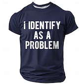  Tricou bărbătesc cu mesajul „Mă identific drept o problemă”, amuzant, sarcastic, retro, grafică, croială regulată, casual, bleumarin, îmbrăcăminte de designer, mărimea S, M, L, XL, 2XL, 3XL