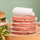 tanie Narzędzia do mięsa-500 szt. papierowych papierów do hamburgerów z powłoką zapobiegającą przywieraniu - białe arkusze plastikowe, wygodne do oddzielania, przechowywania i zamrażania burgerów oraz żywności - niezbędne