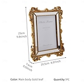 cheap Sculptures-1PC, Featuring Rococo Baroque Three-dimensional Relief Carving Technique. This Decorative Photo Frame for Home And Wedding Wse Is Suitable for Both Tabletop Display And wall Hanging