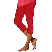  Women's Leggings Vacation Basic Calf-Length High Waist Comfort Micro-elastic Daily Blue claret Black Red Summer Spring Bodycon Top