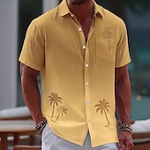 cheap Tropical Plants-Men's Coconut Tree Gradient Color Tropical Plants Summer Hawaiian Shirt Button Up Shirt Aloha Shirt Short Sleeve Hawaiian Vacation Summer Spring Turndown 3D Print Collared Shirts Front One Pocket