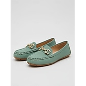 voordelige Damesinstappers &amp; loafers-Dames Groene Kettingdetail Loafers – Comfortabele Instapschoenen voor Dagelijks gebruik Wandelen Reizen en Casual Uitjes