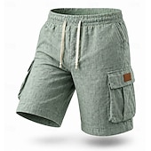 ieftine Clasic-Bărbați Pantaloni Scurți Cargo Pantaloni scurți din in Pantaloni scurți de vară Pantaloni scurți de plajă Cordon Talie elastică Multi Buzunare Simplu Confort Respirabil Lungimea genunchiului Zilnic