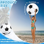economico Partita di Calcio Mondiale 2026-2 palloni da calcio gonfiabili da spiaggia da 27,6 pollici, ideali per decorazioni, feste, eventi sportivi all'aperto e per la piscina.