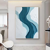 cheap Abstract Paintings-wall art painting hand painted 3D Textured Painting Blue Abstract Canvas Wall Art Green Abstract Living Room Decoration Minimalist Sofa Background Wall Nordic Bedroom Painting