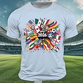 abordables Camisetas de deporte y gimnasio-Copa Internacional de Fútbol 2026, torneo mundial de fútbol, hombre, 2026, banderas de varios países del mundo, EE. UU., México, Canadá, balones de fútbol, gráfico, deportivo, recuerdo, camiseta de