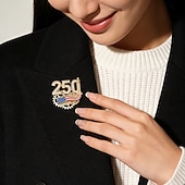  Herdenkingsbroche voor heren ter gelegenheid van het 250-jarig jubileum &Dames, patriottische, met strasssteentjes bezette corsagespeld van zinklegering, ideaal accessoire voor kleding, blazers en