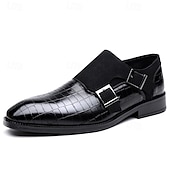 cheap Monk Shoes-Men's Faux Leather Double Monk Strap Dress Shoes Elegant Formal Loafers for Weddings, Office and Special Occasions
