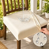 cheap Chair Cover-Waterproof Chair Cover Seat Chair Covers Stretch PU Leather Cover for Chairs Seat Covers for Dining Room Chairs Washable Protective Cover Chair Covers for Chairs