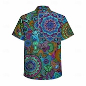  Retrò Vintage Hippie Anni '70 Camicia Maniche corte Hippie Paisley Fiori Mandala Etnico Costume Per uomo Festival Musicale Feste Abbigliamento quotidiano Adulti Camicia Primavera & Estate