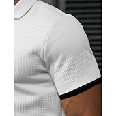 abordables Polo Classique pour Hommes-Homme Polo Texturé Occasionnel Rue Revers Manche Courte Basique Moderne Uni Poids Léger Boutons Été Printemps Coupe Slim Bleu Blanche Beige Polo