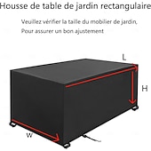 abordables Housses de Mobilier de Patio-Housse de protection pour mobilier de jardin 180 x 180 x 100 cm, imperméable, résistante aux déchirures, en tissu 420D, pour ensemble table et chaises de jardin. Housse robuste noire.