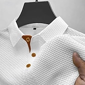 abordables Polo classique pour homme-Homme Polo en seersucker Ice Silk Texturé Occasionnel Fête Classique Manche Courte Mode Basique Uni Boutons Refroidissement Été Printemps Bleu Noir Blanche bleu marine Gris Polo en seersucker Ice Silk