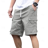 billiga Klassisk-Herr Cargobyxor Cargo-shorts Shorts Casual shorts Snörning Ficka Elastisk midja Slät Enfärgat Knelängd Utomhus Streetwear Camping Mode Streetwear Svart Marinblå Oelastisk