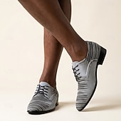 voordelige Derby Schoenen-Grijze veterschoenen van imitatieleer voor heren, formele zakelijke en kantoorschoenen voor mannen