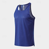 billige Løpe T-skjorter og tanktopper-Herre Ensfarget Treningstank topp Singlet til jogging Gymtopp Sommer Vår Netting Ermeløs Hurtigtørkende Komprimering Fukttransport Pustende Treningsøkt Løp Vandring Jogge Blå Svart Hvit Sports