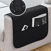 abordables Housse de canapé-Ensemble de 1 housse d'accoudoir imperméable gris foncé pour canapé, avec 2 grandes poches latérales pour télécommande TV, antidérapante, résistante et lavable, idéale pour le salon.