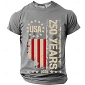 billige Patriotiske 250 T-skjorter-4. juli 2026 250. Herre Helfarge Amerikansk amerikansk flagg T skjorte Kortermet T skjorte 3D-utskrift Crew-hals Skjorte Vintage retro Patriotisk Daglig Festival Blå Svart Burgunder Sommer Vår Klær S