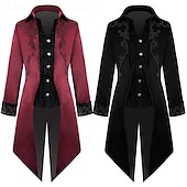 cheap Outerwear-Retro Vintage Punk &amp; Gothic Medieval Coat Tailcoat Prince Nobleman Jacquard Fancy Dress Men's Ebenezer Scrooge Elf Royal Steampunk Masquerade Party Adults Coat Christmas