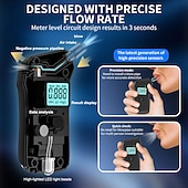 abordables Alarmas de coche-Alcoholímetro portátil profesional, analizador de alcohol digital de alta precisión con pantalla LCD HD. &amp;Alcoholímetro personal de alta precisión con algoritmo de IA (batería no incluida).