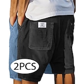baratos Calções Estilo Casual-Homens Calção Shorts casuais Shorts de veludo cotelê Bolsos Cintura elástica Tecido Textura Conforto Respirável Curto Casual Ao ar livre Praia Férias Moda Preto + Azul Marinho céu azul+cinza Com