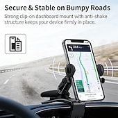 abordables Servicio de Vehículo-Soporte universal de 360° para teléfono móvil en el salpicadero de tu coche, con clip de resorte, brazo ajustable con abrazadera para teléfono móvil, soporte para smartphones de 4 a 7 pulgadas, sin