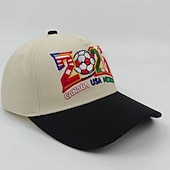 voordelige Wereld Voetbalwedstrijd 2026-WK voetbal 2026 pet met geborduurd logo van de VS, Canada en Mexico, verstelbare unisex voetbalfanpet voor buiten, wedstrijddagen, feestjes en als cadeau.
