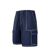 voordelige Vakantie-Voor heren Ladingbroek Cargoshorts Korte broek Casual korte broek Zak Elastische taille Effen Effen kleur Comfort Boven de knie Casual Buiten Streetwear Modieus Streetwear Zwart Marineblauw