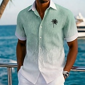 abordables Plantes tropicales-Homme Cocotier Dégradé de Couleur Plantes Tropicales Chemise hawaïenne Chemises tropicales Chemise Aloha Manche Courte Hawaïen Vacances à la Plage Été Printemps Col Rabattu Impression 3D Chemises