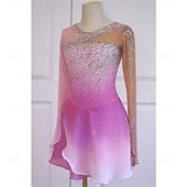 economico Abiti da Pattinaggio Artistico-Abito da pattinaggio artistico Ragazze Pattinaggio sul ghiaccio Vestito Rosa Patchwork Orlo asimmetrico Elasticizzato Allenamento Competizione Vestiti da pattinaggio sul ghiaccio Classico Cristallo